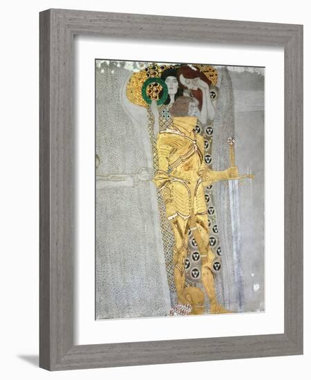 The Knight Detail of the Beethoven Frieze, Said to be a Portrait of Gustav Mahler (1860-1911), 1902-Gustav Klimt-Framed Giclee Print