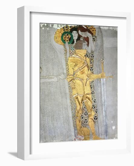 The Knight Detail of the Beethoven Frieze, Said to be a Portrait of Gustav Mahler (1860-1911), 1902-Gustav Klimt-Framed Giclee Print