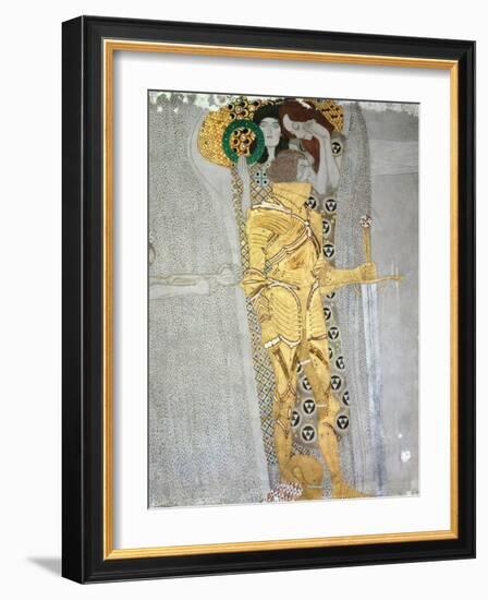 The Knight Detail of the Beethoven Frieze, Said to be a Portrait of Gustav Mahler (1860-1911), 1902-Gustav Klimt-Framed Giclee Print