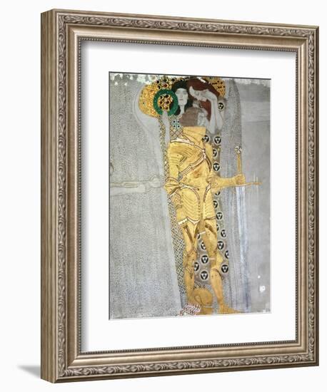 The Knight Detail of the Beethoven Frieze, Said to be a Portrait of Gustav Mahler (1860-1911), 1902-Gustav Klimt-Framed Giclee Print