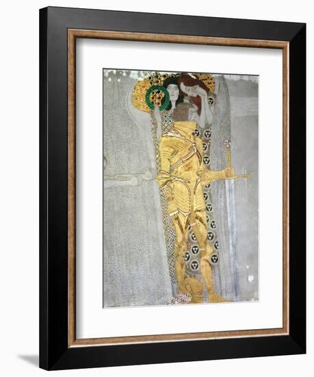 The Knight Detail of the Beethoven Frieze, Said to be a Portrait of Gustav Mahler (1860-1911), 1902-Gustav Klimt-Framed Giclee Print