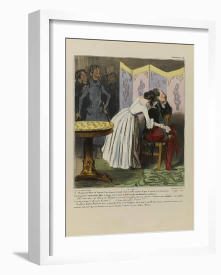 The Knight of Adrets Is a Society Woman's Lover, He's Kind, Assidious, Passionate and Devoted...-Honore Daumier-Framed Giclee Print