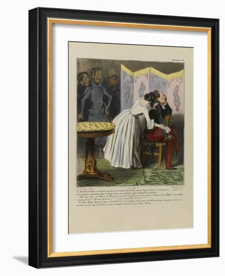The Knight of Adrets Is a Society Woman's Lover, He's Kind, Assidious, Passionate and Devoted...-Honore Daumier-Framed Giclee Print