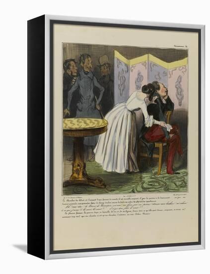 The Knight of Adrets Is a Society Woman's Lover, He's Kind, Assidious, Passionate and Devoted...-Honore Daumier-Framed Premier Image Canvas