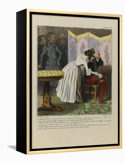 The Knight of Adrets Is a Society Woman's Lover, He's Kind, Assidious, Passionate and Devoted...-Honore Daumier-Framed Premier Image Canvas
