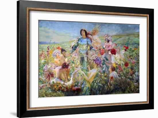 The Knight with the Flower Nymphs-Georges Rochegrosse-Framed Premium Giclee Print