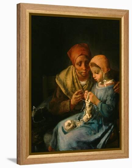 The Knitting Lesson, 1869-Jean-Francois Millet-Framed Premier Image Canvas