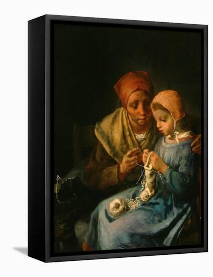 The Knitting Lesson, 1869-Jean-Francois Millet-Framed Premier Image Canvas