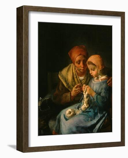 The Knitting Lesson, 1869-Jean-Francois Millet-Framed Giclee Print