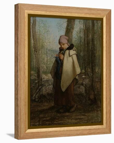 The Knitting Shepherdess, 1856-57-Jean-Francois Millet-Framed Premier Image Canvas