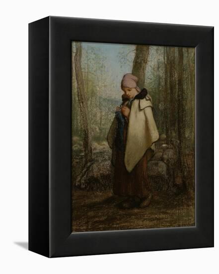 The Knitting Shepherdess, 1856-57-Jean-Francois Millet-Framed Premier Image Canvas