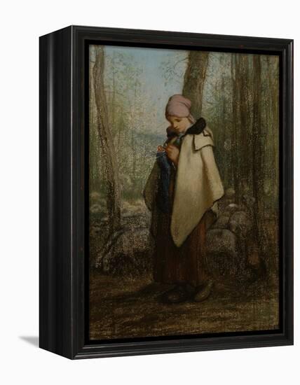 The Knitting Shepherdess, 1856-57-Jean-Francois Millet-Framed Premier Image Canvas