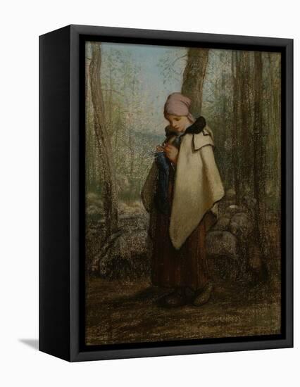 The Knitting Shepherdess, 1856-57-Jean-Francois Millet-Framed Premier Image Canvas