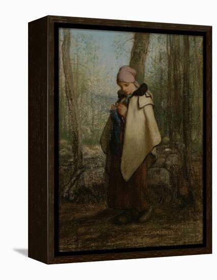 The Knitting Shepherdess, 1856-57-Jean-Francois Millet-Framed Premier Image Canvas