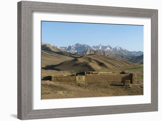 The Koh-e Baba mountains make an impressive backdrop in Bamiyan Province, Afghanistan, Asia-Alex Treadway-Framed Photographic Print