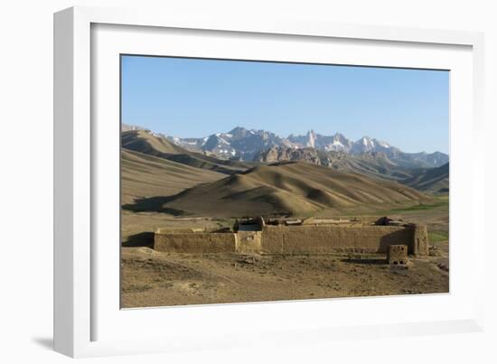 The Koh-e Baba mountains make an impressive backdrop in Bamiyan Province, Afghanistan, Asia-Alex Treadway-Framed Photographic Print