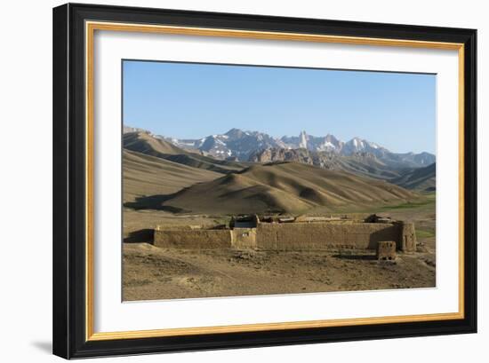 The Koh-e Baba mountains make an impressive backdrop in Bamiyan Province, Afghanistan, Asia-Alex Treadway-Framed Photographic Print