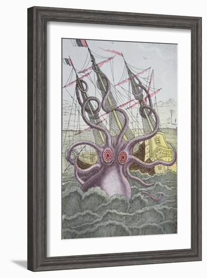 The Kraken Drags Down a Ship-null-Framed Giclee Print