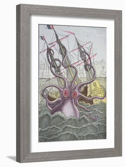 The Kraken Drags Down a Ship-null-Framed Giclee Print