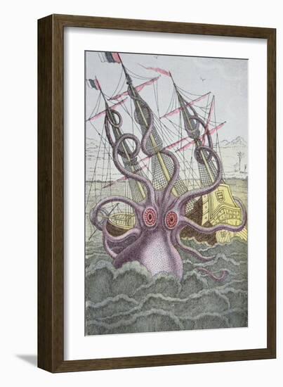 The Kraken Drags Down a Ship--Framed Giclee Print