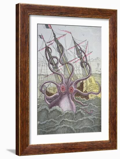 The Kraken Drags Down a Ship-null-Framed Giclee Print