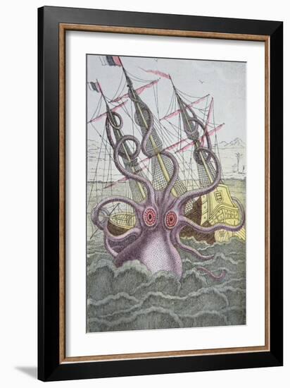 The Kraken Drags Down a Ship-null-Framed Giclee Print