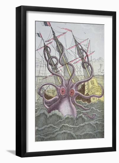 The Kraken Drags Down a Ship--Framed Giclee Print