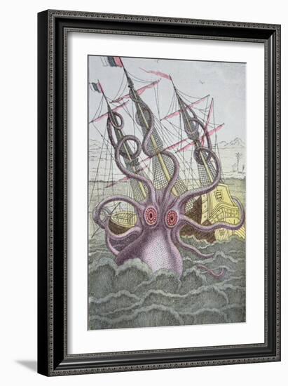 The Kraken Drags Down a Ship-null-Framed Giclee Print