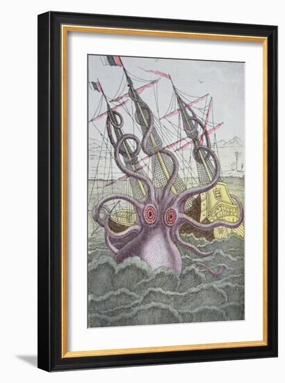 The Kraken Drags Down a Ship-null-Framed Giclee Print