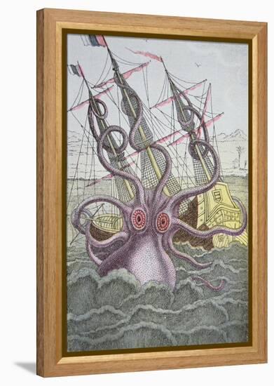 The Kraken Drags Down a Ship-null-Framed Premier Image Canvas