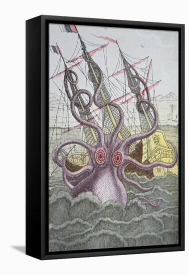 The Kraken Drags Down a Ship-null-Framed Premier Image Canvas