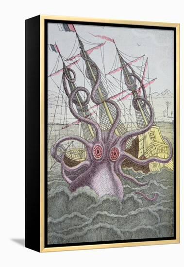 The Kraken Drags Down a Ship-null-Framed Premier Image Canvas