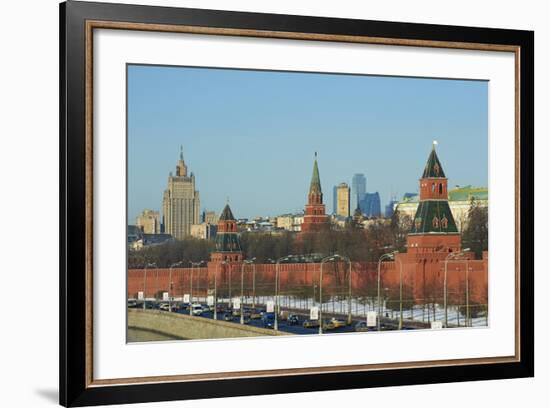 The Kremlin Wall and the Business Center, Moscow, Russia, Europe-Bruno Morandi-Framed Photographic Print