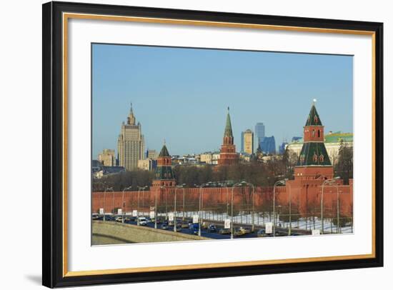 The Kremlin Wall and the Business Center, Moscow, Russia, Europe-Bruno Morandi-Framed Photographic Print