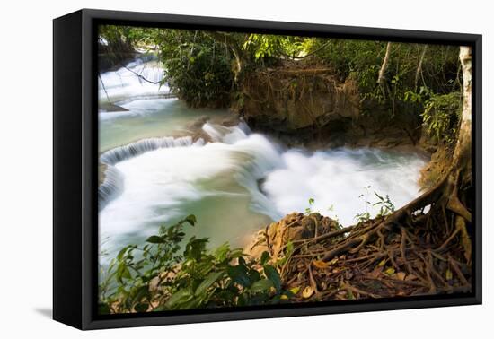 The Kuang Si Waterfalls Just Outside of Luang Prabang, Laos-Micah Wright-Framed Premier Image Canvas