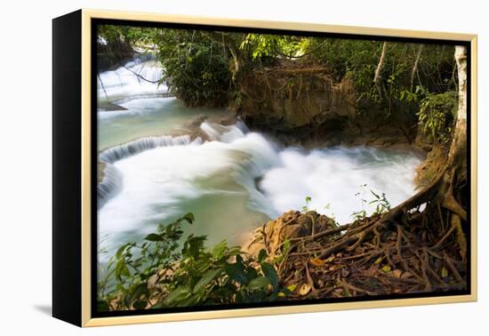 The Kuang Si Waterfalls Just Outside of Luang Prabang, Laos-Micah Wright-Framed Premier Image Canvas