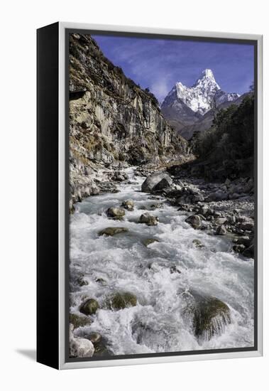 The Kumba Valley in Nepal with Ama Dablam in the Background, Himalayas, Nepal, Asia-John Woodworth-Framed Premier Image Canvas