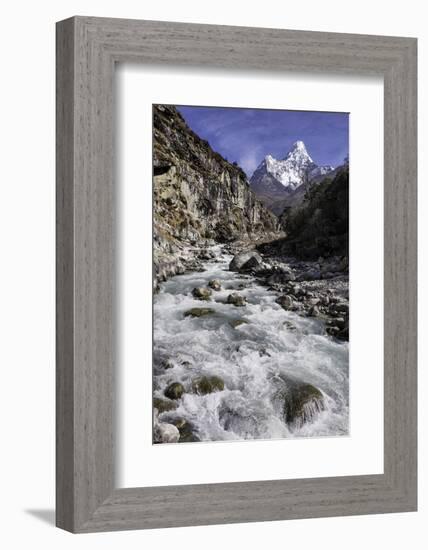 The Kumba Valley in Nepal with Ama Dablam in the Background, Himalayas, Nepal, Asia-John Woodworth-Framed Photographic Print