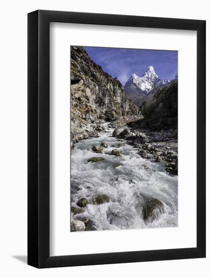 The Kumba Valley in Nepal with Ama Dablam in the Background, Himalayas, Nepal, Asia-John Woodworth-Framed Photographic Print