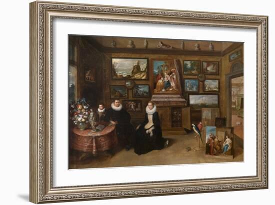 The Kunstkammer with a Married Couple and their Son, First Third of 17th C-Frans Francken the Younger-Framed Giclee Print