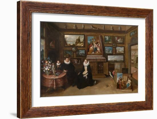 The Kunstkammer with a Married Couple and their Son, First Third of 17th C-Frans Francken the Younger-Framed Giclee Print