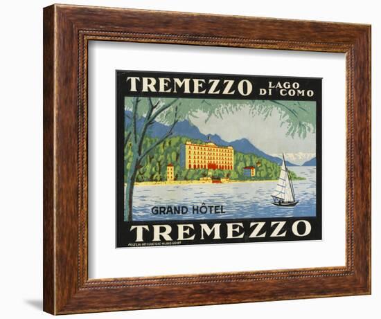 The Label for the Grand Hotel at Tremezzo on Lake Como-null-Framed Premium Giclee Print