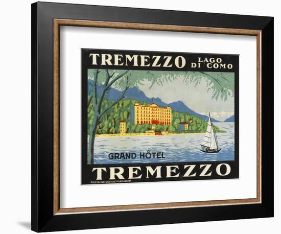 The Label for the Grand Hotel at Tremezzo on Lake Como-null-Framed Premium Giclee Print