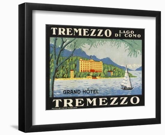 The Label for the Grand Hotel at Tremezzo on Lake Como--Framed Premium Giclee Print