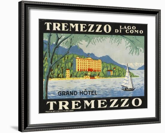 The Label for the Grand Hotel at Tremezzo on Lake Como--Framed Giclee Print