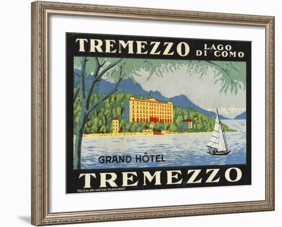 The Label for the Grand Hotel at Tremezzo on Lake Como--Framed Giclee Print