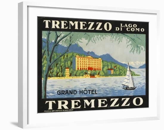 The Label for the Grand Hotel at Tremezzo on Lake Como--Framed Giclee Print