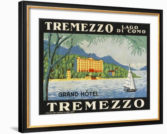 The Label for the Grand Hotel at Tremezzo on Lake Como-null-Framed Giclee Print