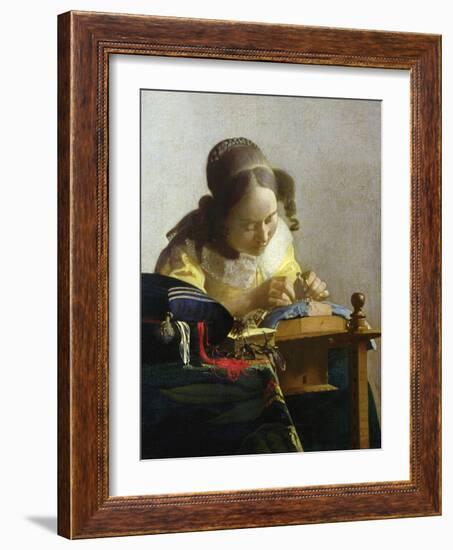 The Lacemaker, 1669-70-Johannes Vermeer-Framed Giclee Print