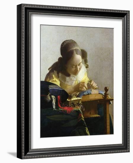 The Lacemaker, 1669-70-Johannes Vermeer-Framed Giclee Print